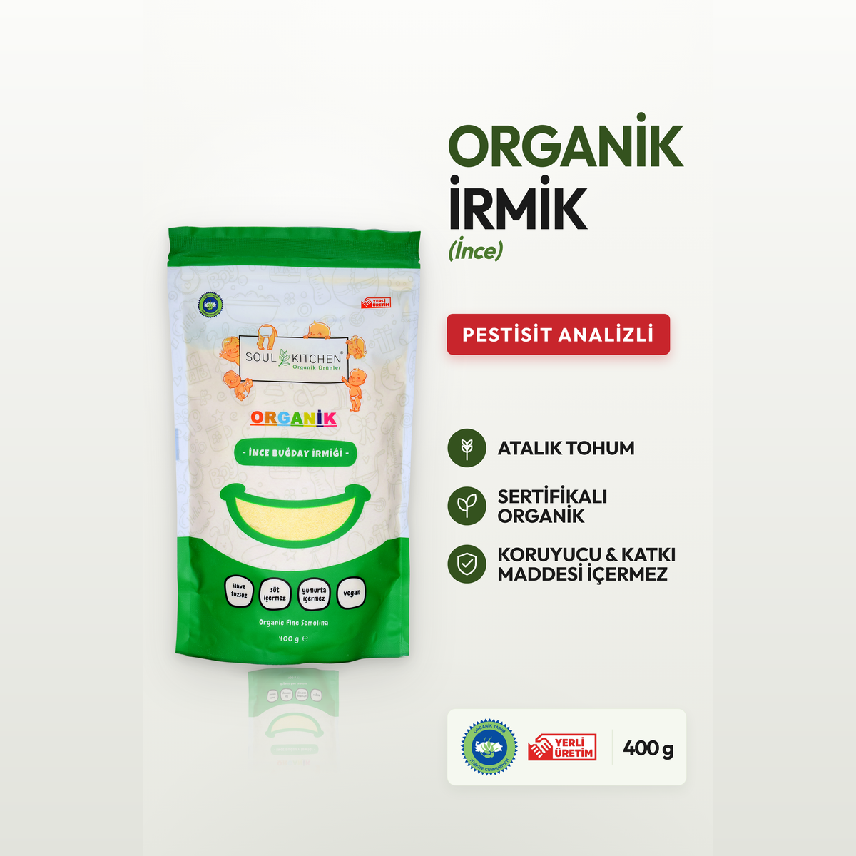 Organik İnce Buğday İrmiği 400gr (bebek irmiği)