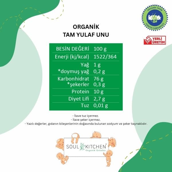 Organik Tam Yulaf Unu eko 250gr