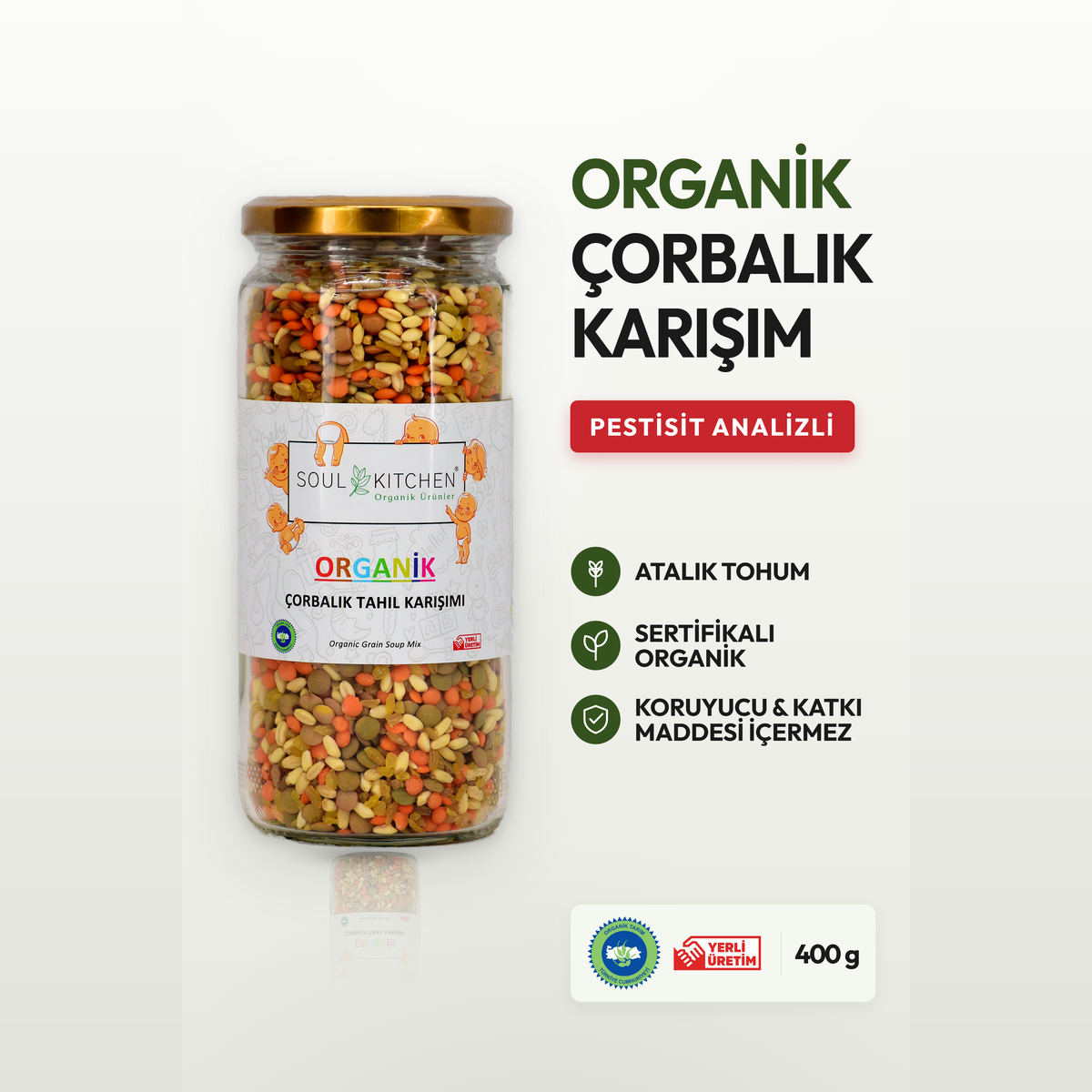 Organik Çorbalık Tahıl Karışımı cam 400gr