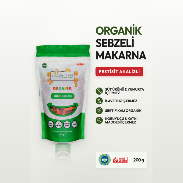 Organik Sebzeli Makarna 200gr (İlave Tuzsuz) (Vegan)
