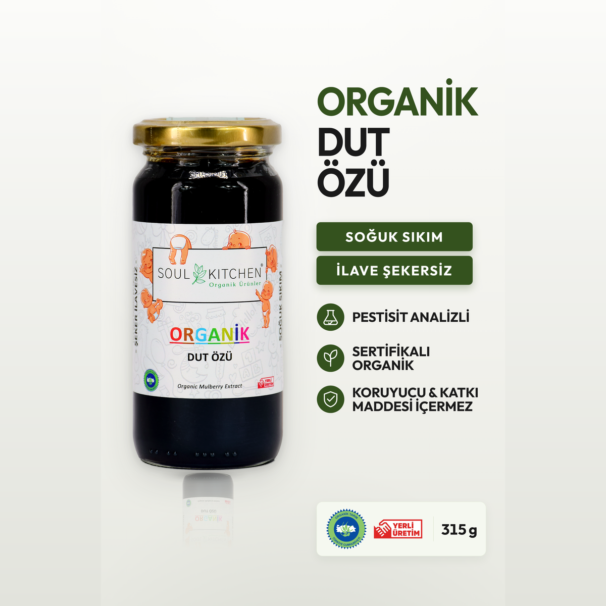 Organik Dut Özü 315gr (Soğuk Sıkım) (Şeker İlavesiz)