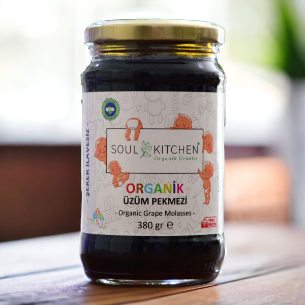Organik Üzüm Pekmezi 380gr (Soğuk Sıkım) (Şeker İlavesiz)