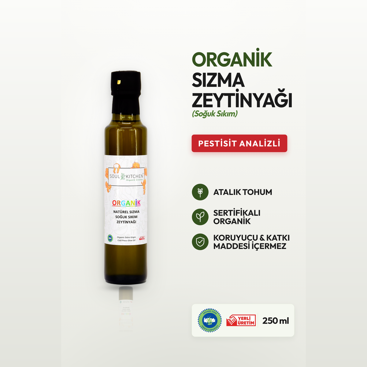 Organik Natürel Sızma Soğuk Sıkım Zeytinyağı 250ml