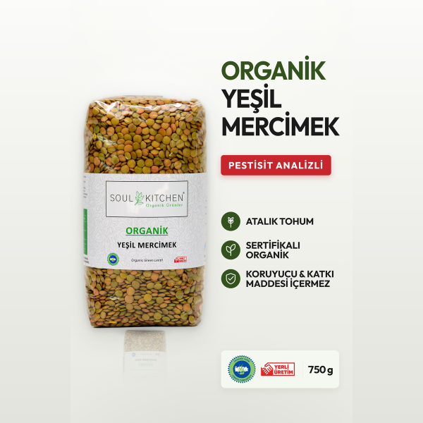 Organik Yeşil Mercimek 750gr