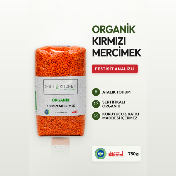 Organik Kırmızı Mercimek 750gr