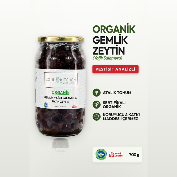 Organik Gemlik Yağlı Salamura Siyah Zeytin 700gr