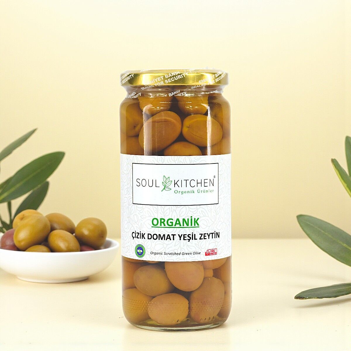 Organik Çizik Domat Yeşil Zeytin 300gr
