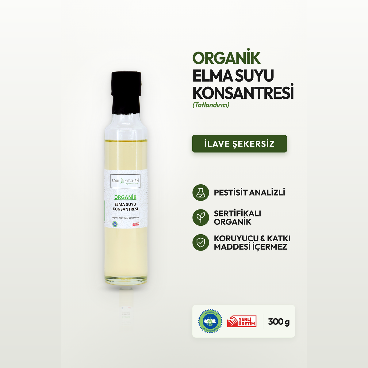Organik Elma Suyu Konsantresi 300gr (Tatlandırıcı)