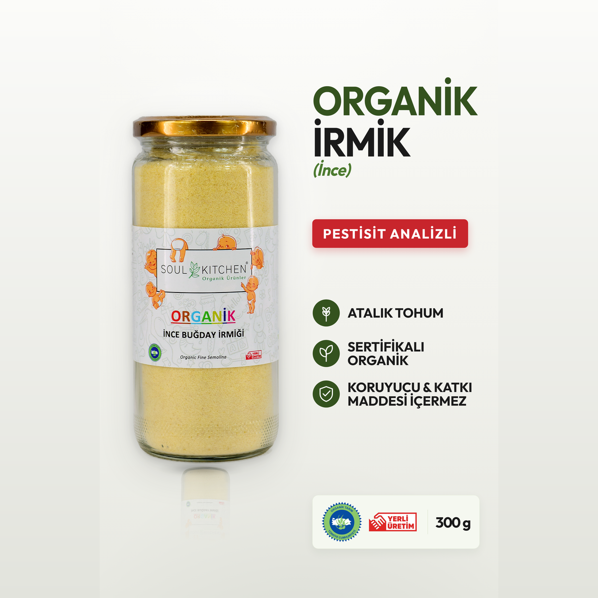 Organik İnce Buğday İrmiği cam 300gr (bebek irmiği)