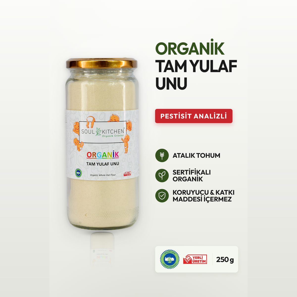 Organik Tam Yulaf Unu cam 250gr