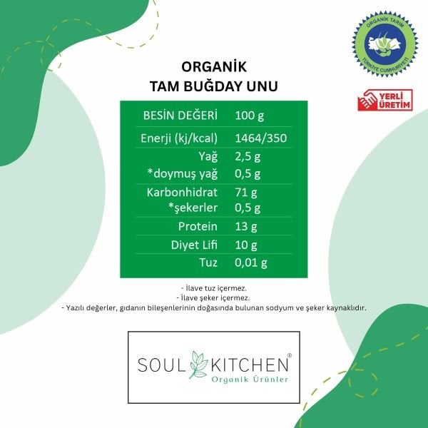 Organik Tam Buğday Unu 500gr