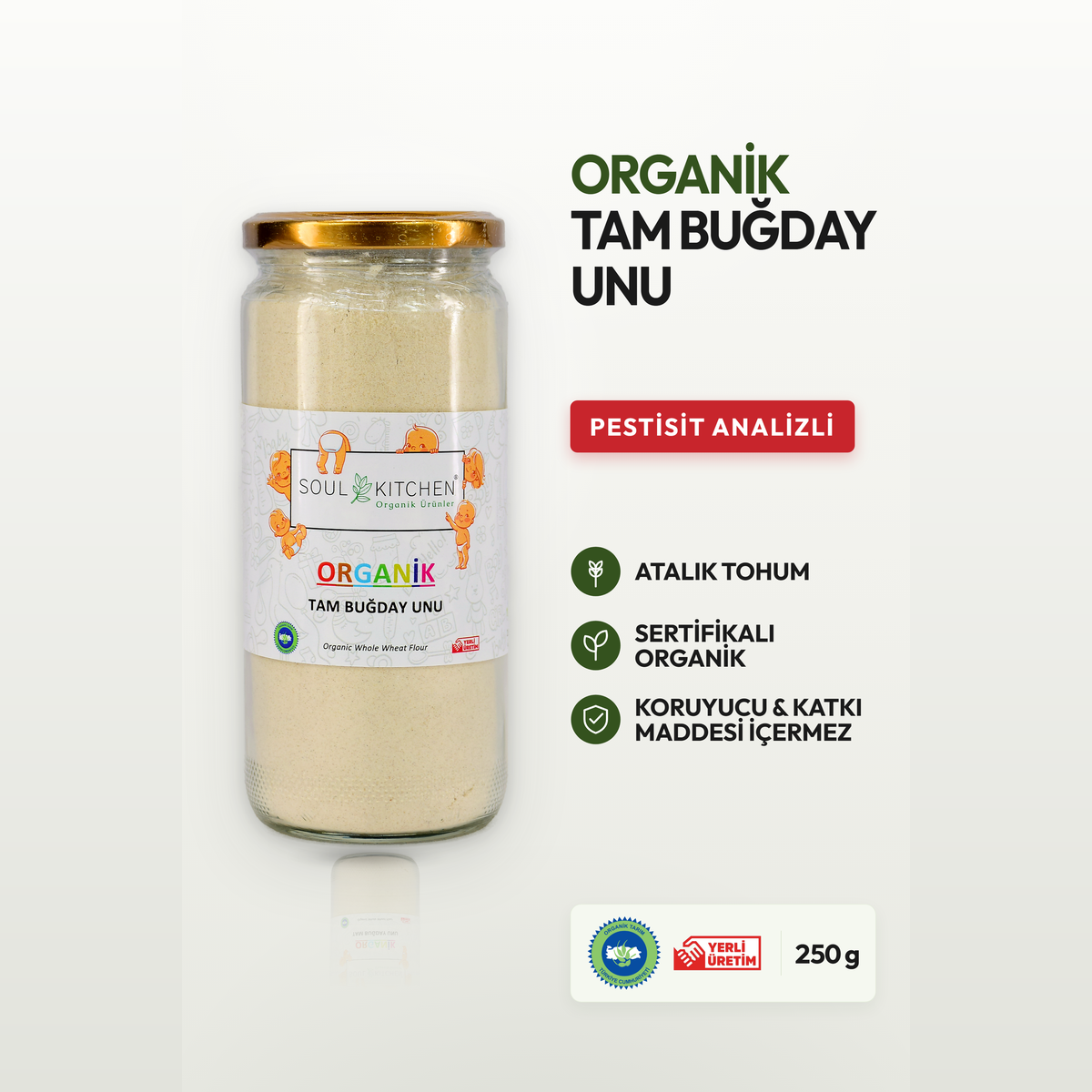Organik Tam Buğday Unu cam 250gr