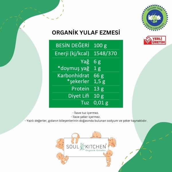 Organik Yulaf Ezmesi cam 200gr