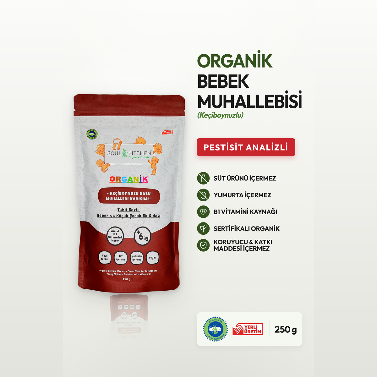 Organik Keçiboynuzu Unlu Bebek Muhallebisi Kaşık Maması 250gr (B1 VİTAMİNLİ)