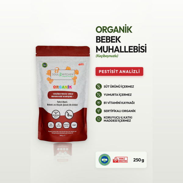Organik Keçiboynuzu Unlu Bebek Muhallebisi Kaşık Maması 250gr (B1 VİTAMİNLİ)