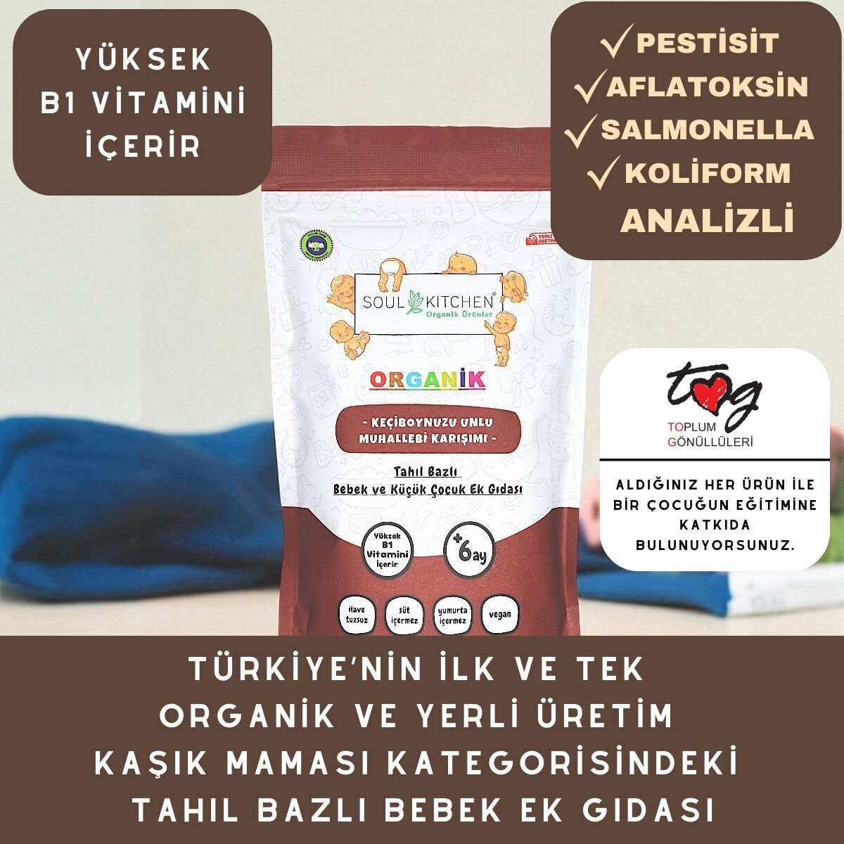 Organik Keçiboynuzu Unlu Muhallebi Karışımı Tahıl Bazlı Bebek Ek Gıdası 250gr (B1 VİTAMİNLİ)
