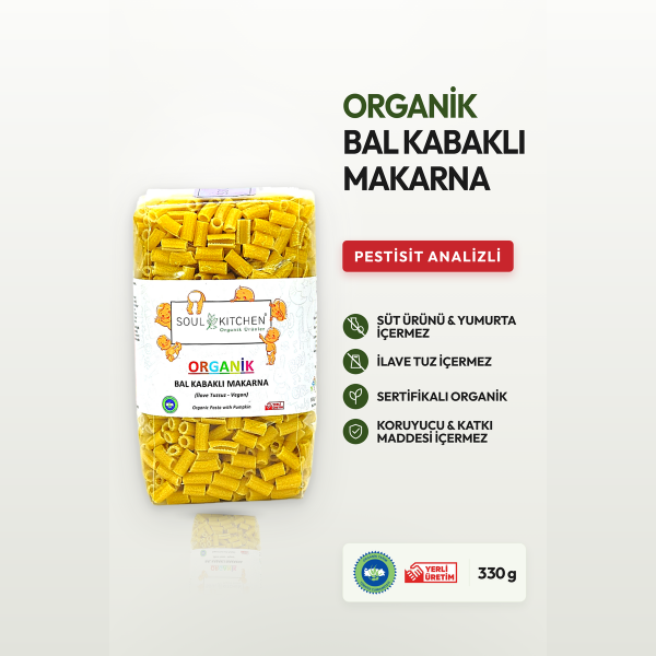 Organik Bal Kabaklı Makarna 330gr (İlave Tuzsuz) (Vegan)