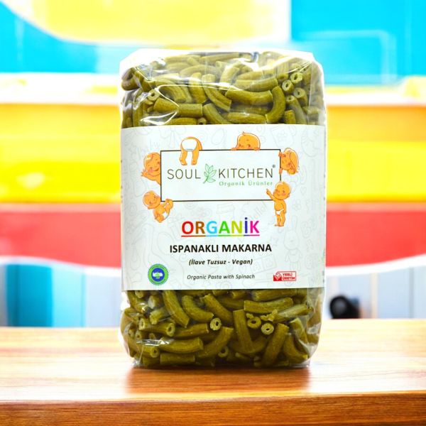 Organik Ispanaklı Makarna 330gr (İlave Tuzsuz) (Vegan)